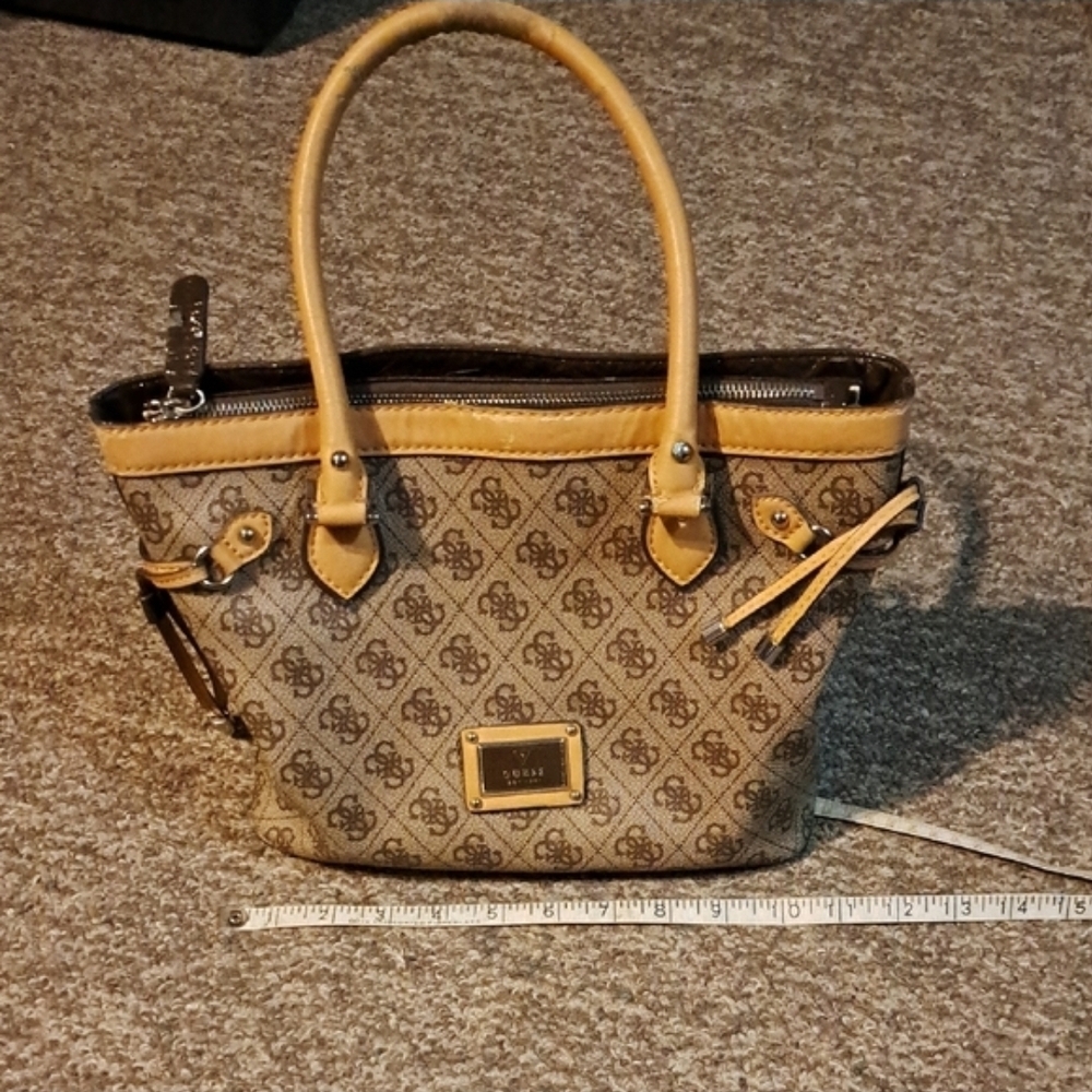 Guess by Marciano Tan & Yellow Logo Tote